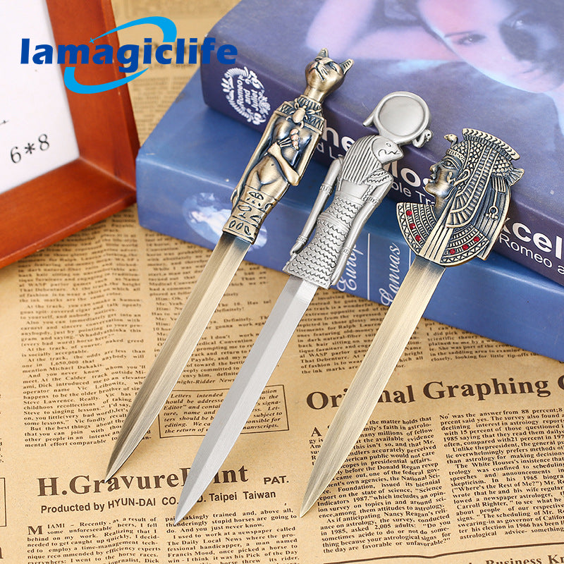 Lamagiclife Antique Zinc Alloy Letter Opener Egyptian-inspired, Multipurpose Tool Unique Metal Craft Gift
