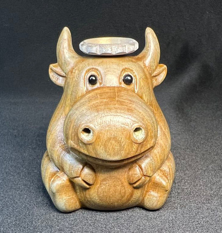 Lamagiclife Green Sandalwood Little Calf Handcrafted Natural Wood Home Decor Toy