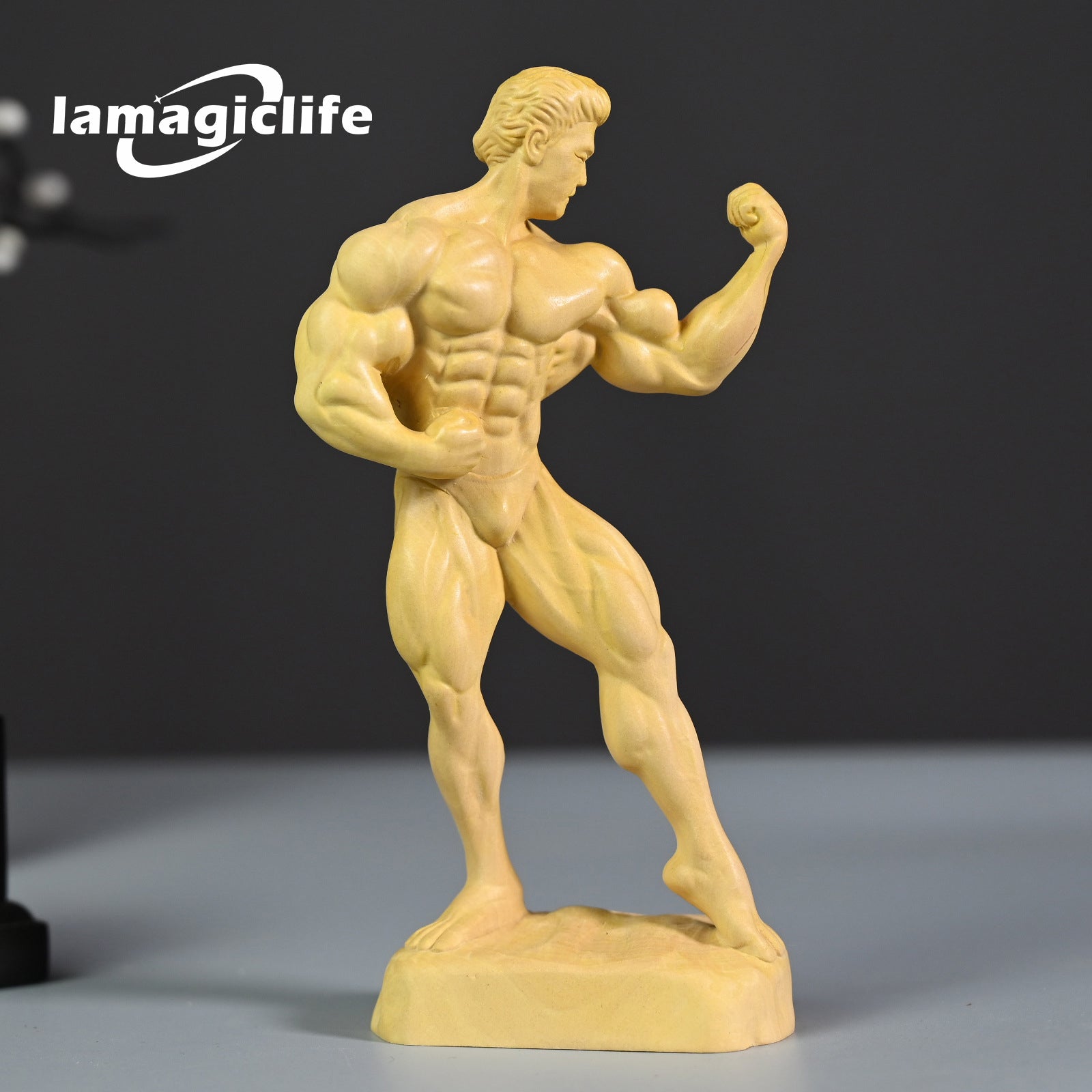 Lamagiclife Artisan Crafted Muscular Gentleman Sculpture in Pure Handcrafted Yellow Boxwood