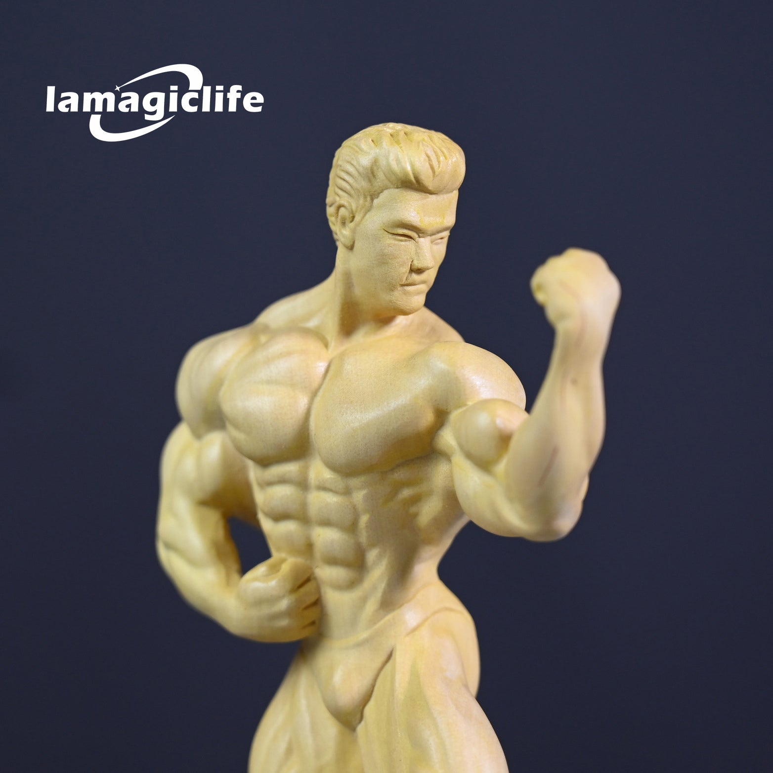 Lamagiclife Artisan Crafted Muscular Gentleman Sculpture in Pure Handcrafted Yellow Boxwood