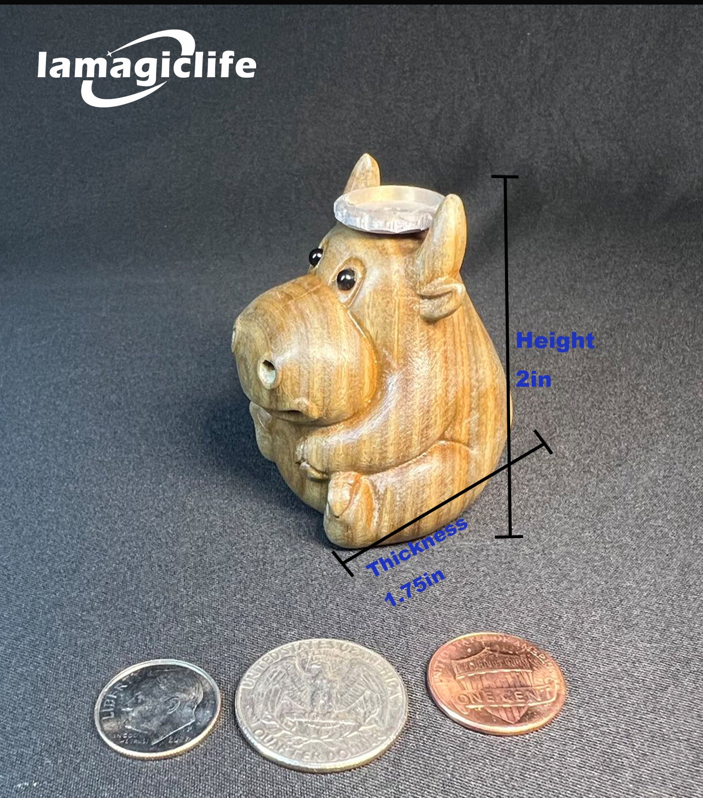 Lamagiclife Green Sandalwood Little Calf Handcrafted Natural Wood Home Decor Toy