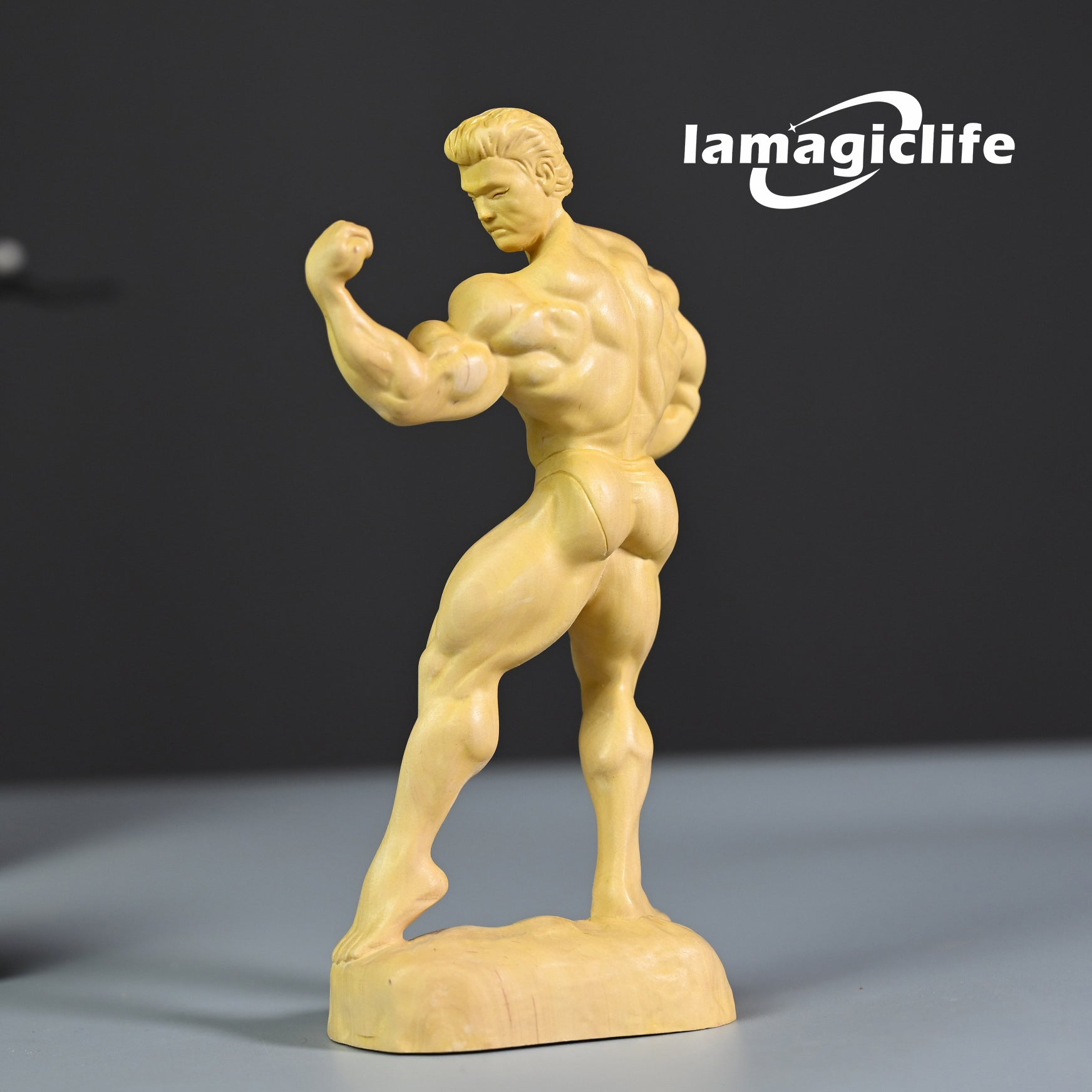 Lamagiclife Artisan Crafted Muscular Gentleman Sculpture in Pure Handcrafted Yellow Boxwood
