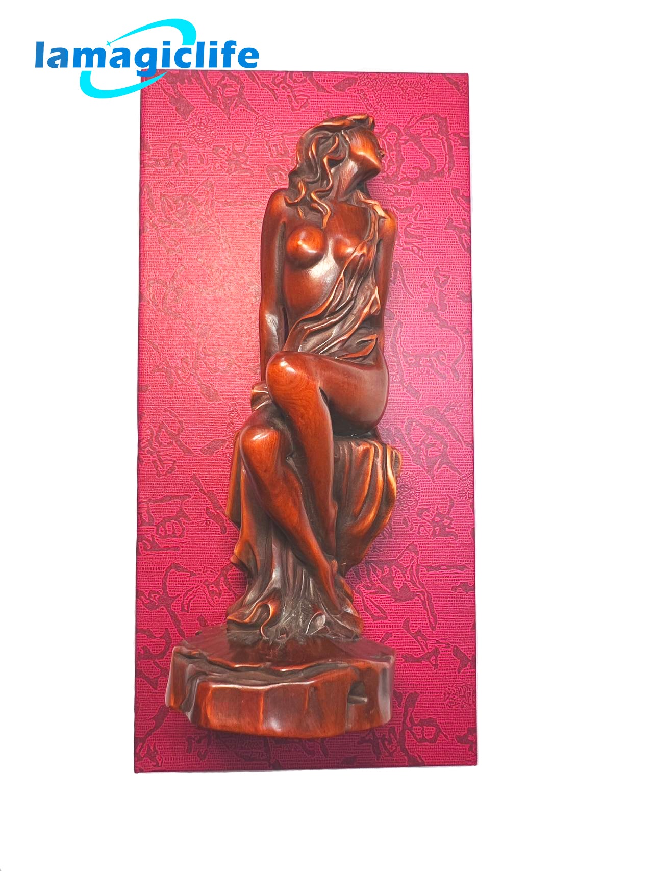 Artisan Lamagiclife Crafted Elegance Antique-Inspired Goddess Sculpture in Pure Handcrafted Yellow Boxwood