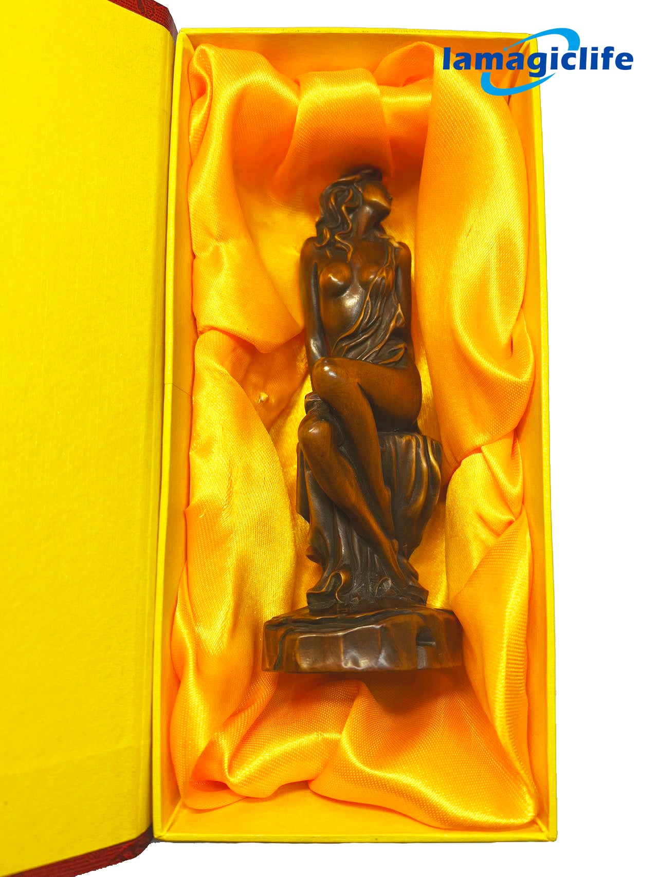 Artisan Lamagiclife Crafted Elegance Antique-Inspired Goddess Sculpture in Pure Handcrafted Yellow Boxwood
