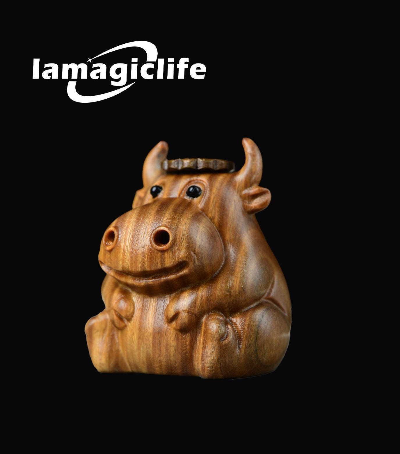 Lamagiclife Green Sandalwood Little Calf Handcrafted Natural Wood Home Decor Toy