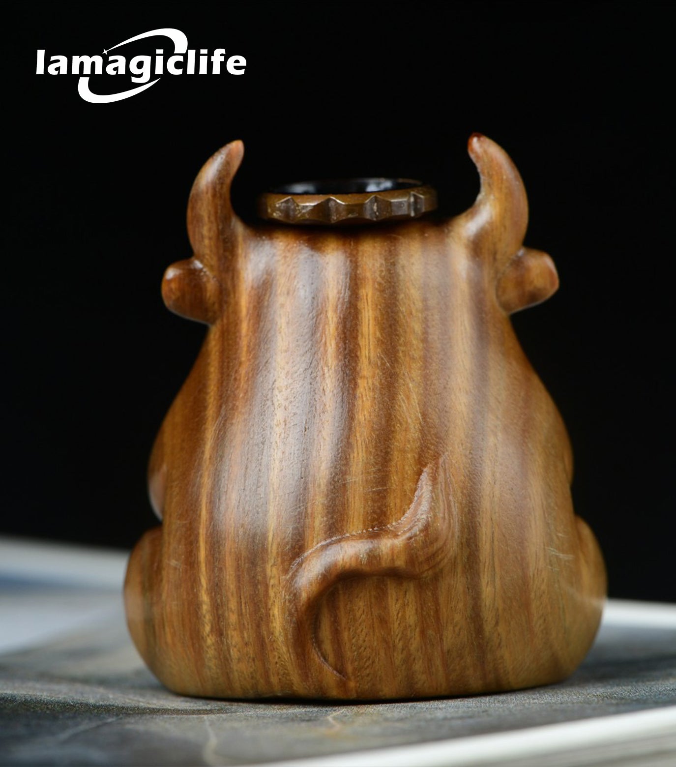 Lamagiclife Green Sandalwood Little Calf Handcrafted Natural Wood Home Decor Toy
