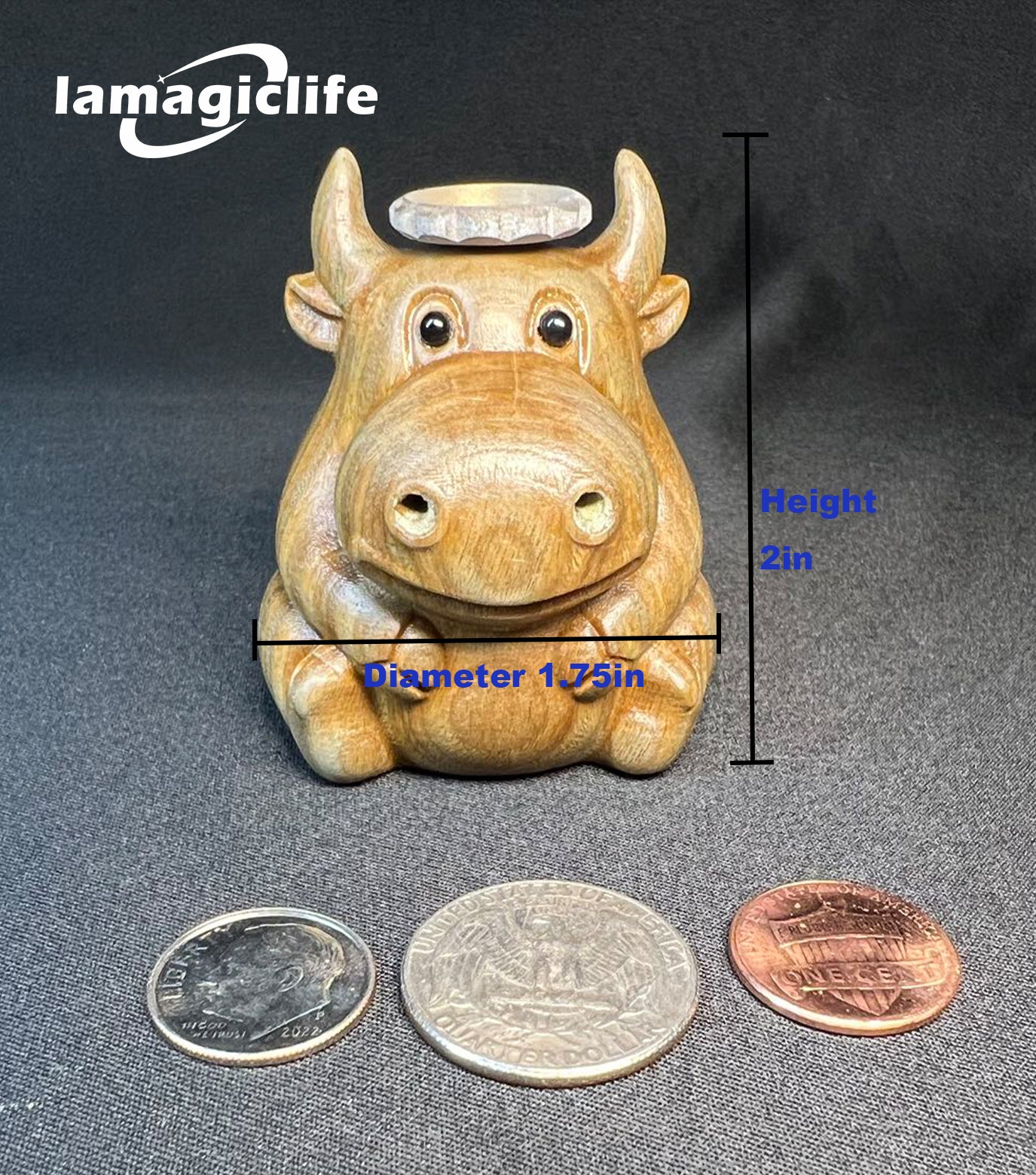 Lamagiclife Green Sandalwood Little Calf Handcrafted Natural Wood Home Decor Toy